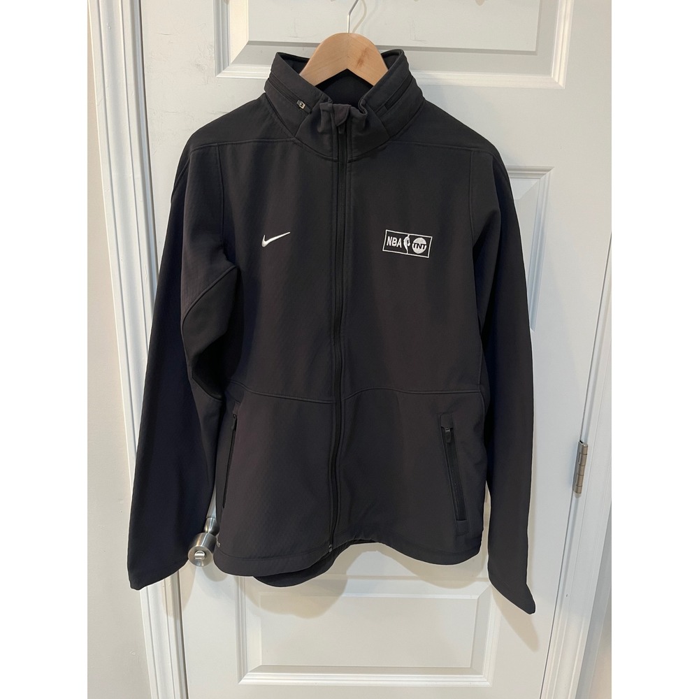 Nike Mens Therma-FIT NBA on TNT Full Zip Jacket Black Packable Hood Large
